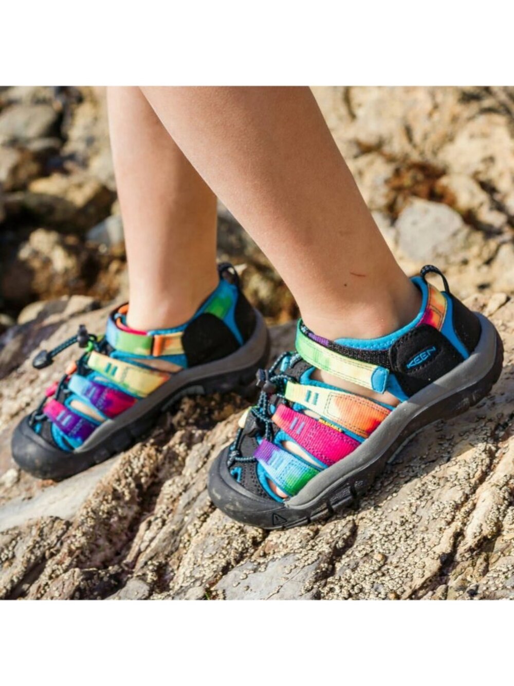 KEEN Kids Size 4 Rainbow Tie Dye Newport H2 Waterproof Hiking Water Shoe Sandals